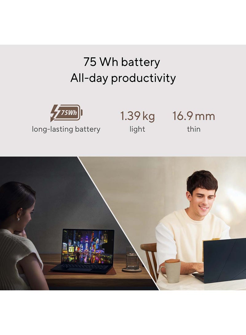 ASUS - Zenbook 14 OLED Slim Laptop With 14-Inch 2.8K OLED Display,Intel Core i5-1240P Processor/8GB RAM/256GB SSD/Intel Iris Xe Graphics/Windows 11 Home English/Arabic Ponder Blue - Image 1