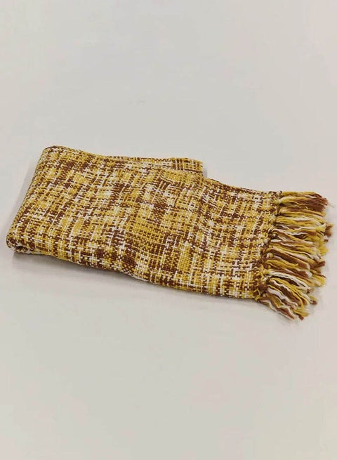 Lightweight Summer Blanket Queen Size 340 GSM Woven Texture All Season Blanket Bed And Sofa Throw Yellow 150 x 200cm