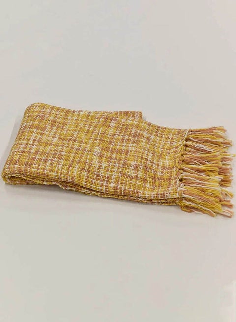 Lightweight Summer Blanket Queen Size 340 GSM Woven Texture All Season Blanket Bed And Sofa Throw Brown 150 x 200cm