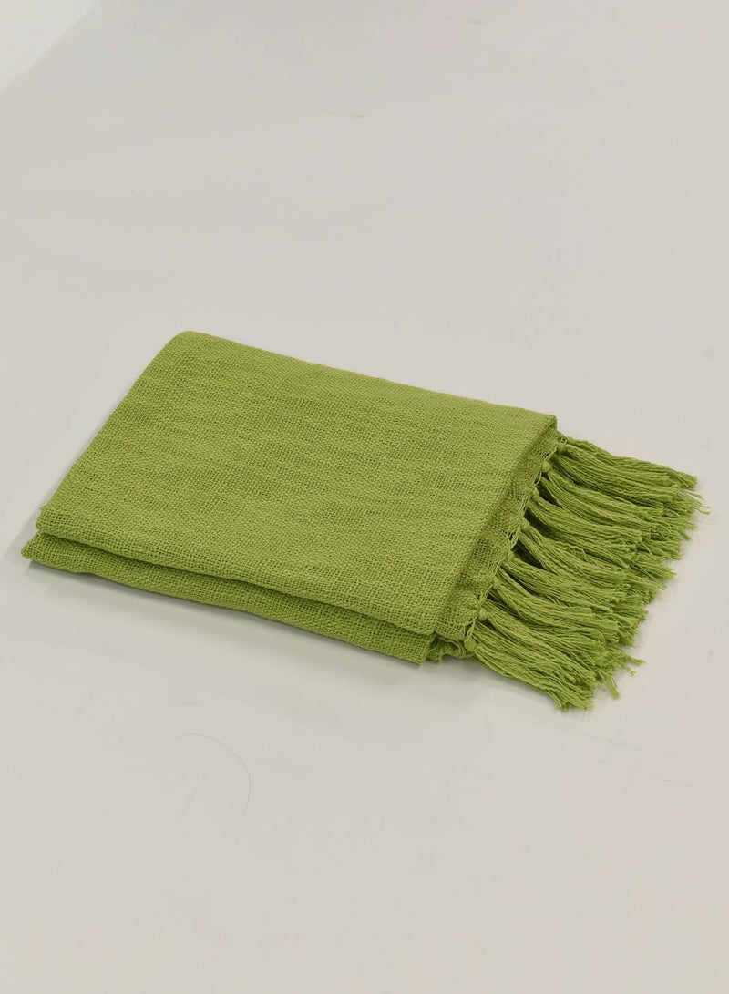 Noon East - Lightweight Summer Blanket Queen Size 200 GSM Woven Texture All Season Blanket Bed And Sofa Throw Green 150 x 200cm - Image 1
