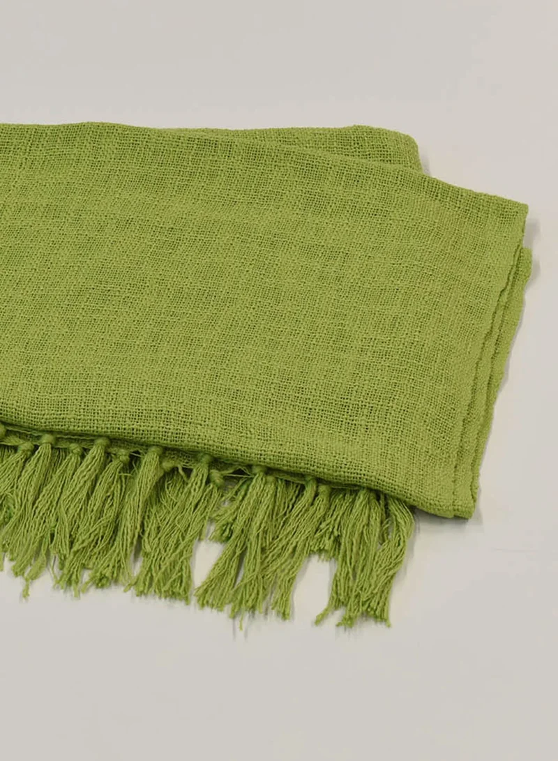 Noon East Lightweight Summer Blanket Queen Size 200 GSM Woven Texture All Season Blanket Bed And Sofa Throw Green 150 x 200cm