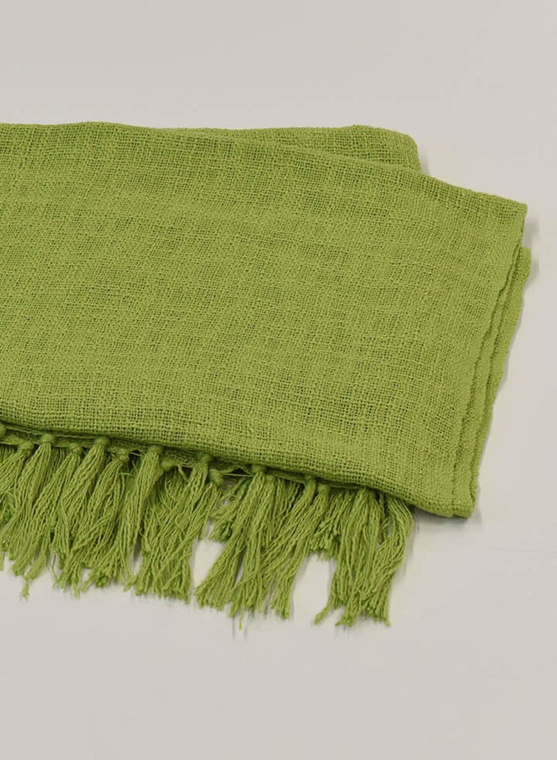 Noon East - Lightweight Summer Blanket Queen Size 200 GSM Woven Texture All Season Blanket Bed And Sofa Throw Green 150 x 200cm - Image 1