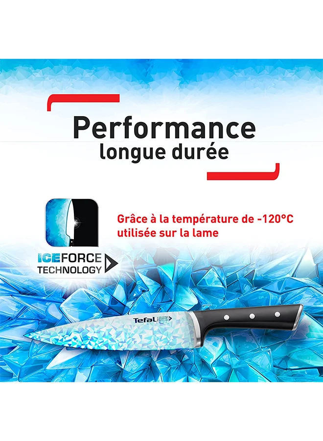 تيفال TEFAL سكين سانتوكو Ice Force | 18 سم | سكين مطبخ | شفرة فولاذ ألماني مقاوم للصدأ | أداء حاد وطويل الأمد | قابلة للغسل في غسالة الأطباق | فضي / أسود | ضمان لمدة سنتين | K2320614 18سم