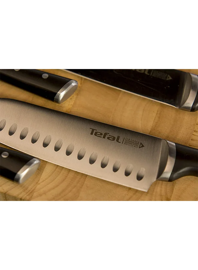 تيفال TEFAL سكين سانتوكو Ice Force | 18 سم | سكين مطبخ | شفرة فولاذ ألماني مقاوم للصدأ | أداء حاد وطويل الأمد | قابلة للغسل في غسالة الأطباق | فضي / أسود | ضمان لمدة سنتين | K2320614 18سم