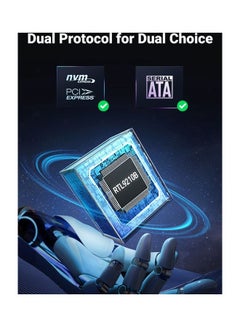 يو جرين حاوية NVMe وM.2 SATA محول قارئ SSD ومتوافق مع صاعقة 3 و حاوية خارجية NVMe خالية من الأدوات يدعم مفاتيح M و B&M وأحجام أقراص SSD مقاس 2230/2242/2260/2280 10.0 GB  - Image 3