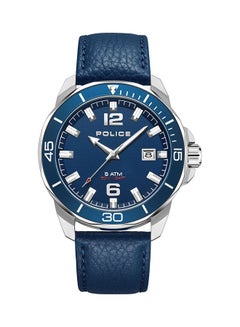 Men's Thornton Leather Strap Analog Wrist Watch PEWJB2228101 - 43mm - Blue