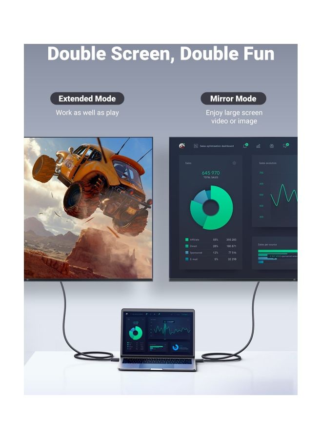 يو جرين - كابل من قابس DP بدقة فائقة الوضوح بجودة 4K إلى HDMI ومتوافق مع أجهزة اللابتوب والكمبيوتر وشاشة التلفزيون والبروجيكتور وHDTV‏ - طول 5 م أسود - Image 1