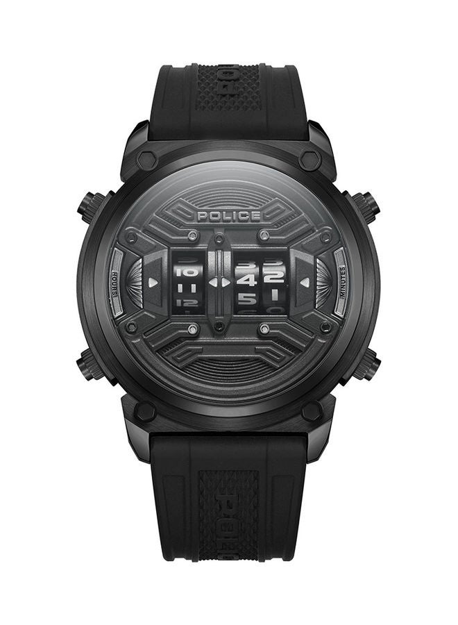 POLICE - Men's Rotor Silicone Strap Wrist Watch PEWJP2228502 - 50mm - Black - Image 1