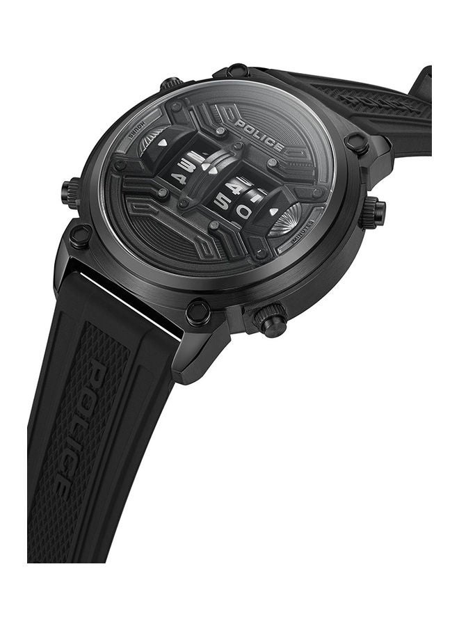 POLICE - Men's Rotor Silicone Strap Wrist Watch PEWJP2228502 - 50mm - Black - Image 1