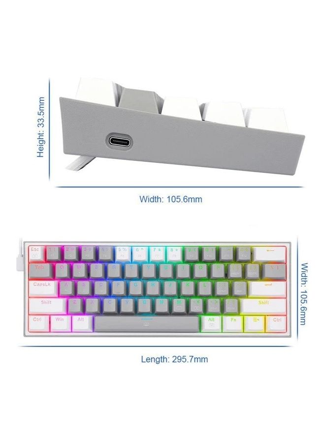 ريدراجون - لوحة مفاتيح سلكية K617 فيز بتصميم 60% وبإضاءة RGB للألعاب - Image 1