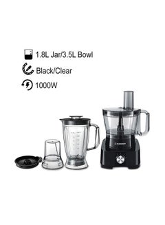محضر طعام متعدد الوظائف 10 في 1 3.5 L 1000.0 W HSA239-02 شفاف/ أسود