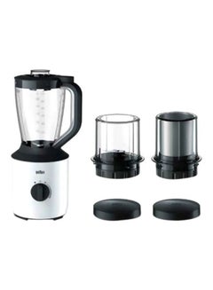 BRAUN Power Blender, Varaible Speeds, Pulse Function, Chopper Attachmnet, Grinder Attachment, Dishwasher Safe, 2 L 800 W JB3123WH White  - Image 1