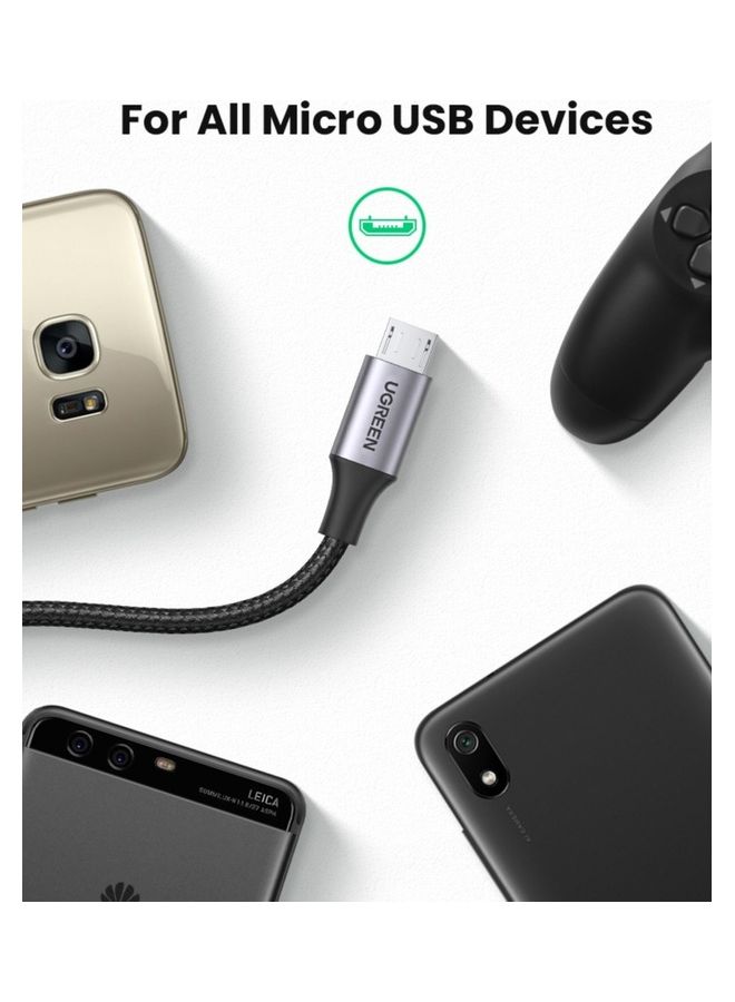 Ugreen - Micro USB Cable 18w 2m Android Charing Lead Fast Charge Compatible with A10 S7 Huawei P Smart P8 Y9 Y7 Y6 Honor 8X Moto G5 E5 E4 Xiaomi A2 Lite Ulefone Note 7 PS4 - Black - Image 1