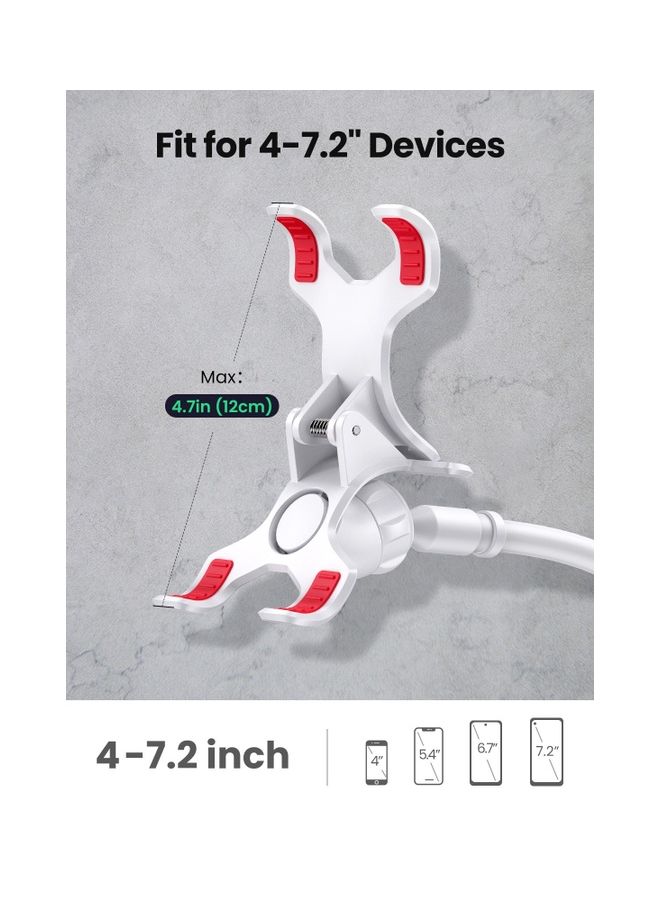 Ugreen - Gooseneck Phone Holder 360 Adjustable Lazy Holder Mount Clamp with Sturdy Flexible Long Arm Compatible for Most Phones, iPhone 15 Pro/Pro Max, Samsung Galaxy, all 4\"-7.1\" Phones White - Image 1