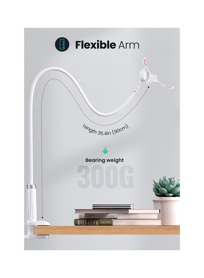 Ugreen - Gooseneck Phone Holder 360 Adjustable Lazy Holder Mount Clamp with Sturdy Flexible Long Arm Compatible for Most Phones, iPhone 15 Pro/Pro Max, Samsung Galaxy, all 4\"-7.1\" Phones White - Image 1