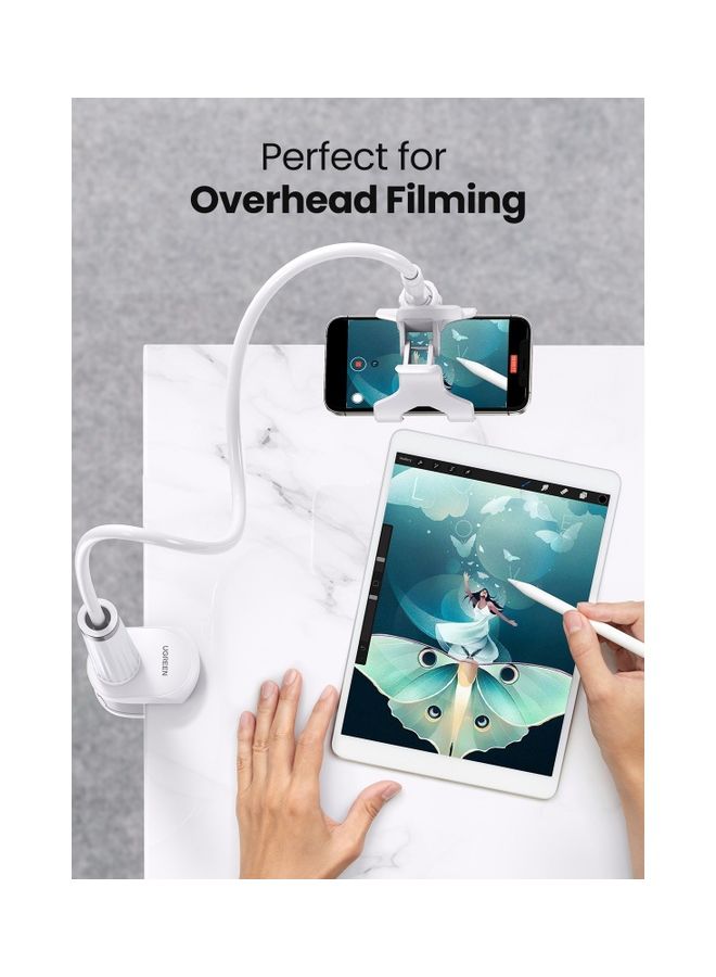 Ugreen - Gooseneck Phone Holder 360 Adjustable Lazy Holder Mount Clamp with Sturdy Flexible Long Arm Compatible for Most Phones, iPhone 15 Pro/Pro Max, Samsung Galaxy, all 4\"-7.1\" Phones White - Image 1