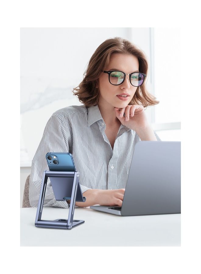 Ugreen - Phone Holder Foldable Mobile Holder Adjustable Phone Stand Mobile Stand Foldable iPhone holder for iPhone 14/14 Plus/14 Pro/14 Pro Max/13/13Mini/13 Pro/13 Pro Max Galaxy S22 S21 S20 etc Blue - Image 1