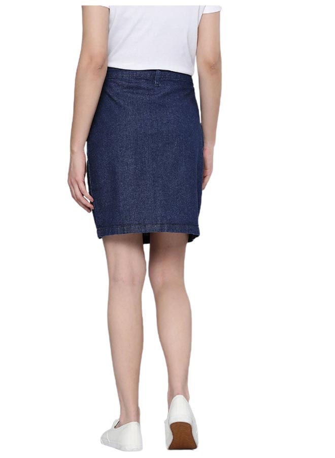 Mast & Harbour - Stylish Straight Fit Mini Denim Skirt Dark Blue - Image 1