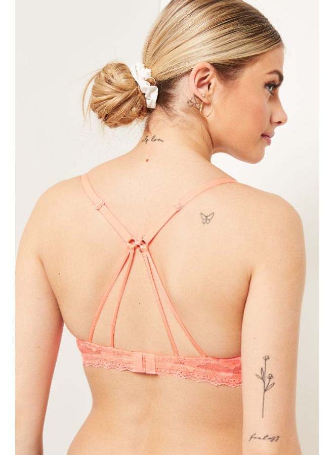 Ardene - Double Strap Lace Bralette Bra For Women Peach - Image 1