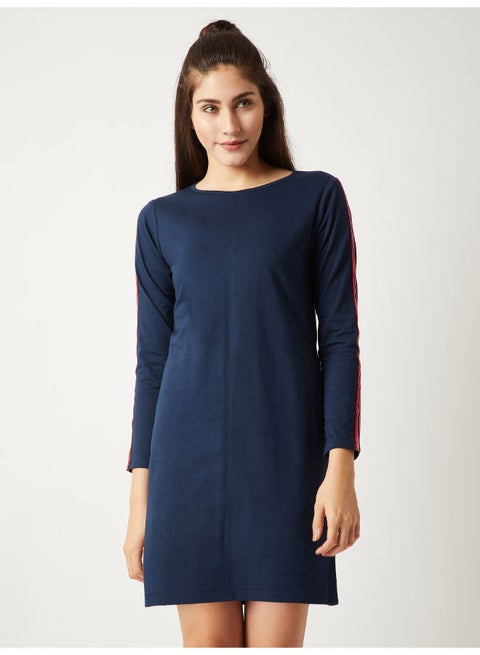 The Final Show Twill Sleeve Dress Navy Blue