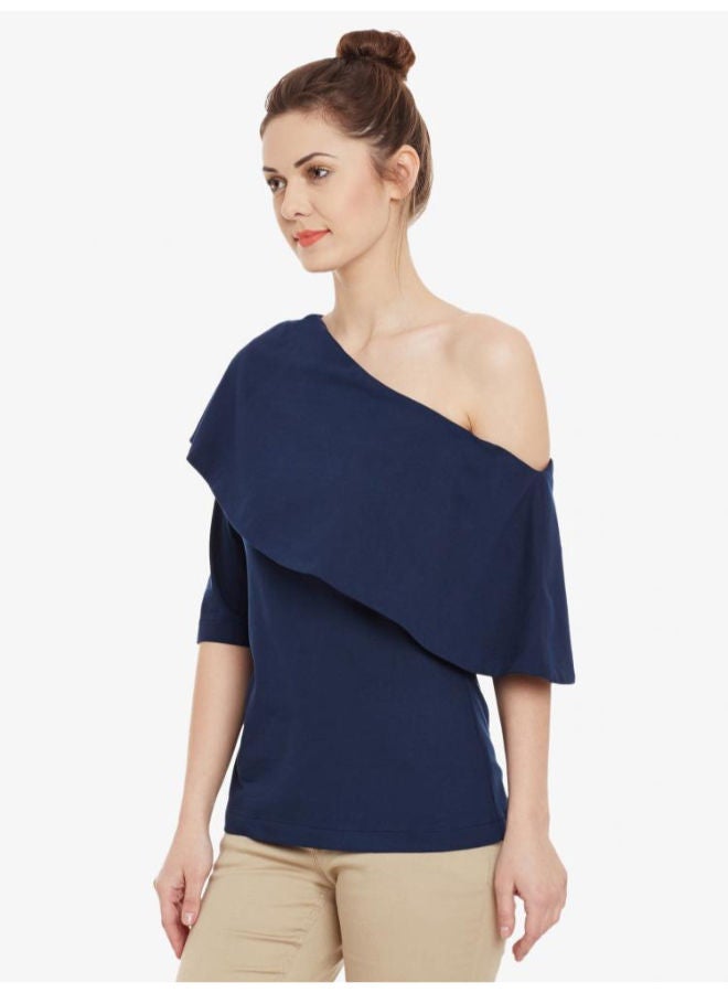 Miss Chase Be Your Lady One Shoulder Top Navy Blue  - Image 3