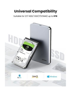 يو جرين حاوية محرك الأقراص الصلبة USB C من الألومنيوم مقاس 2.5 بوصة USB 3.1 النوع C إلى SATA 2.5 حافظة قرص قارئ خارجي Gen 2 Thunderbolt 3 UASP لأجهزة الكمبيوتر المحمول MacBook 7 مم 9.5 مم PS4 TV  - Image 2