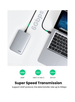 يو جرين حاوية محرك الأقراص الصلبة USB C من الألومنيوم مقاس 2.5 بوصة USB 3.1 النوع C إلى SATA 2.5 حافظة قرص قارئ خارجي Gen 2 Thunderbolt 3 UASP لأجهزة الكمبيوتر المحمول MacBook 7 مم 9.5 مم PS4 TV  - Image 3