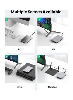 يو جرين حاوية محرك الأقراص الصلبة USB C من الألومنيوم مقاس 2.5 بوصة USB 3.1 النوع C إلى SATA 2.5 حافظة قرص قارئ خارجي Gen 2 Thunderbolt 3 UASP لأجهزة الكمبيوتر المحمول MacBook 7 مم 9.5 مم PS4 TV  - Image 4