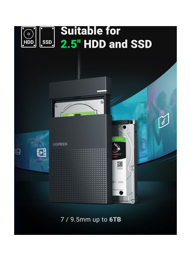 يو جرين - محول علبة القرص الصلب حالة القرص الصلب خارجي 5Gbps حاوية HDD يواس بي الى ستا سانديسك وويسترن ديجيتال وسيغات وتوشيبا وهيتاشي ساتا 3، و HDD وSSD 6TB وبلاي ستيشن 4 （غطاء فقط والقرص الصلب غير مشمول） 6.0 TB - Image 1