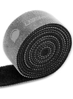 Cable Tidy Management Fastening Tape Sticky Strips Hook Loop Reusable and Flexible Wire Ties Cable Organiser for Computer TV and Other Cables, 5 Meter New - Black