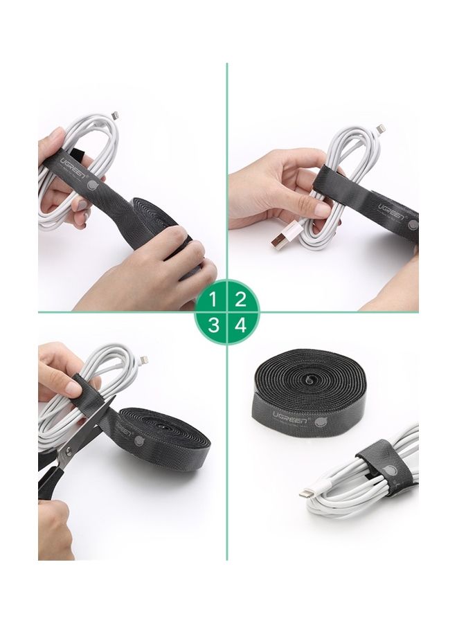 Ugreen - Cable Tidy Management Fastening Tape Sticky Strips Hook Loop Reusable and Flexible Wire Ties Cable Organiser for Computer TV and Other Cables, 5 Meter New - Black - Image 1
