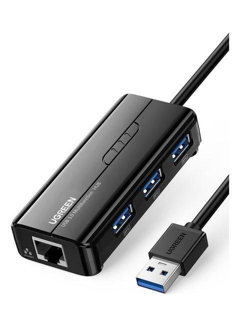 USB 3.0 Hub Ethernet Adapter Splitter Gigabit Network Converter RJ45 Lan Compatible with MacBook Air iMac Pro Surface Pro Chromebook Switch Console Black