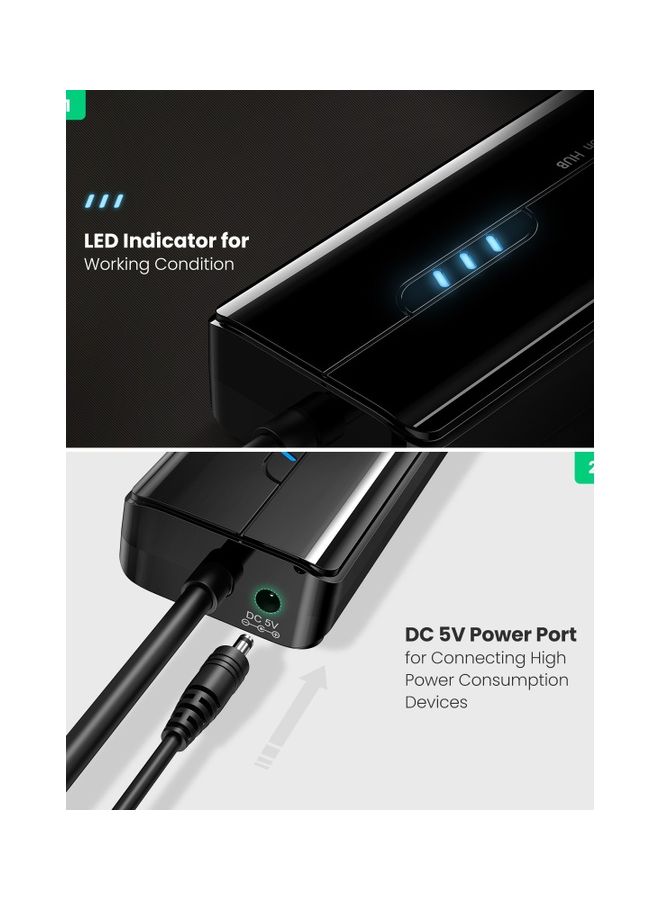 يو جرين - محول موزع شبكة إيثرنت بمنفذ USB 3.0 إلى شبكة جيجابت وRJ45 وLAN متوافق مع أجهزة ماك بوك آير برو وآي ماك برو وسيرفيس برو وكروم بوك وجهاز ألعاب سويتش لون أسود - Image 1