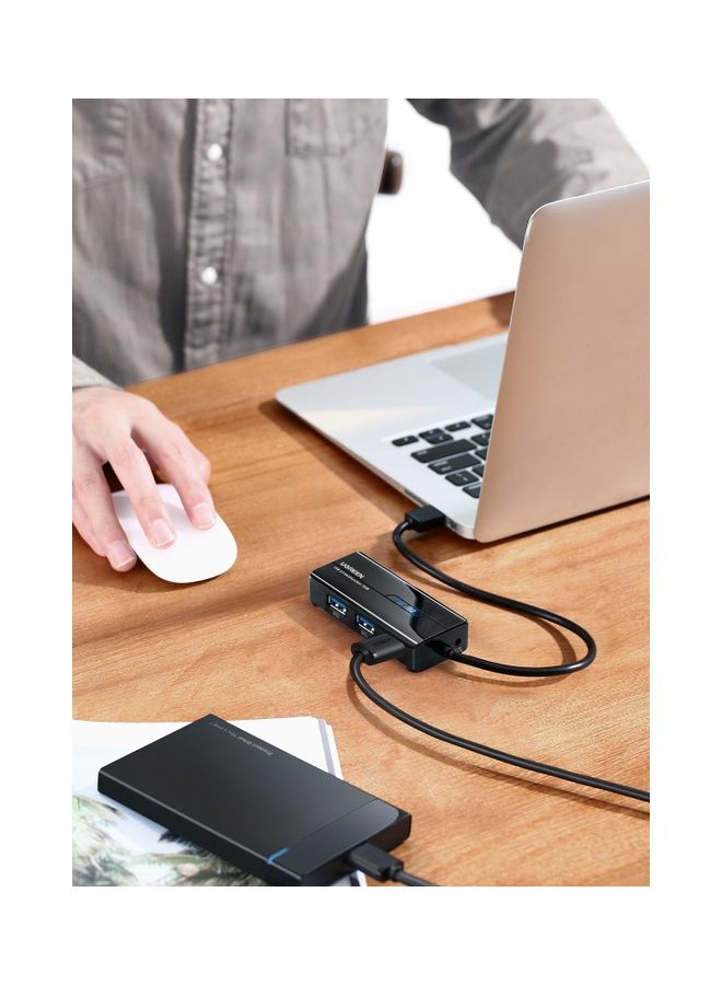 يو جرين - محول موزع شبكة إيثرنت بمنفذ USB 3.0 إلى شبكة جيجابت وRJ45 وLAN متوافق مع أجهزة ماك بوك آير برو وآي ماك برو وسيرفيس برو وكروم بوك وجهاز ألعاب سويتش لون أسود - Image 1