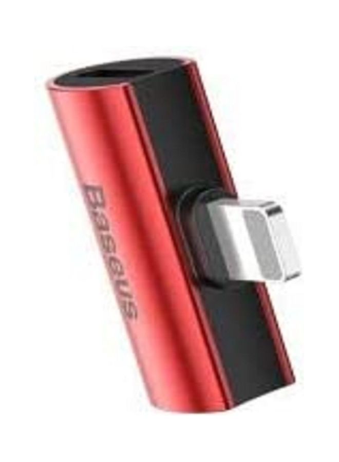 Baseus - Audio Converter L46 Adapter From Lightning To 2X Lightning Red - Image 1