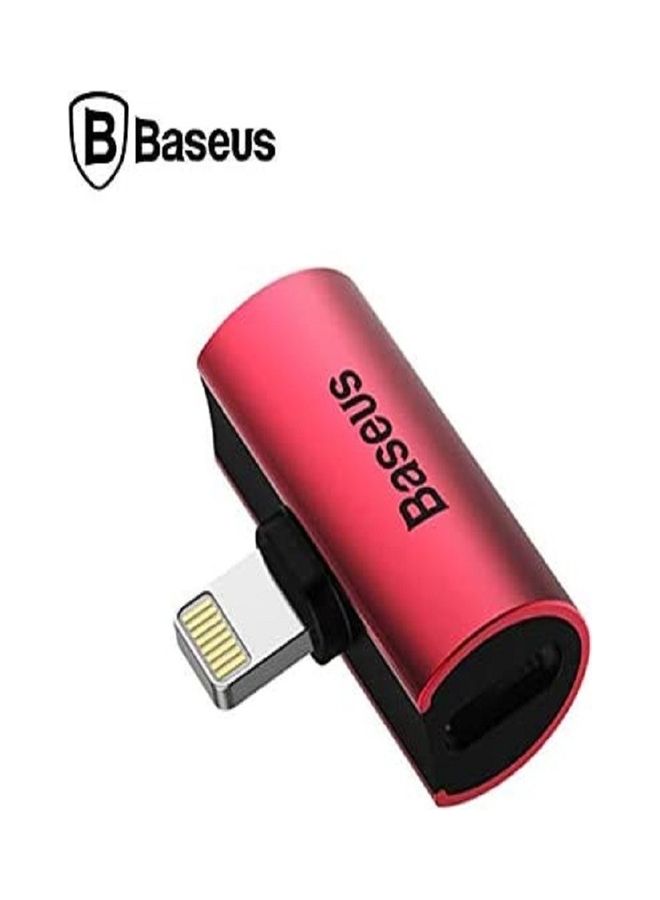 Baseus - Audio Converter L46 Adapter From Lightning To 2X Lightning Red - Image 1