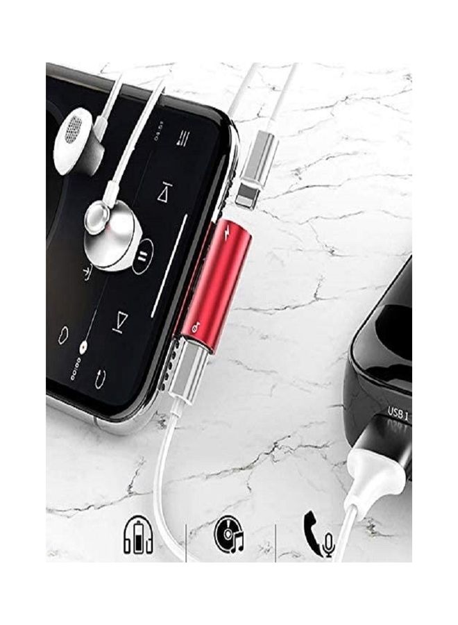 Baseus - Audio Converter L46 Adapter From Lightning To 2X Lightning Red - Image 1