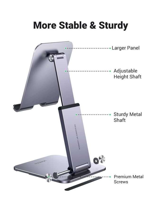 Ugreen - iPad Stand Adjustable Tablet Stand Foldable and Portable iPad Holder Desk Tablet Holder Height Adjustable Phone Holder for Most Tablets and Phones within 4.7-12.9'' iPhone 14/14 Plus/14 Pro/14 Pro Max Silver - Image 1