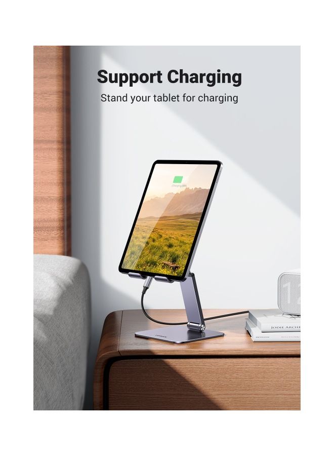 Ugreen - iPad Stand Adjustable Tablet Stand Foldable and Portable iPad Holder Desk Tablet Holder Height Adjustable Phone Holder for Most Tablets and Phones within 4.7-12.9'' iPhone 14/14 Plus/14 Pro/14 Pro Max Silver - Image 1