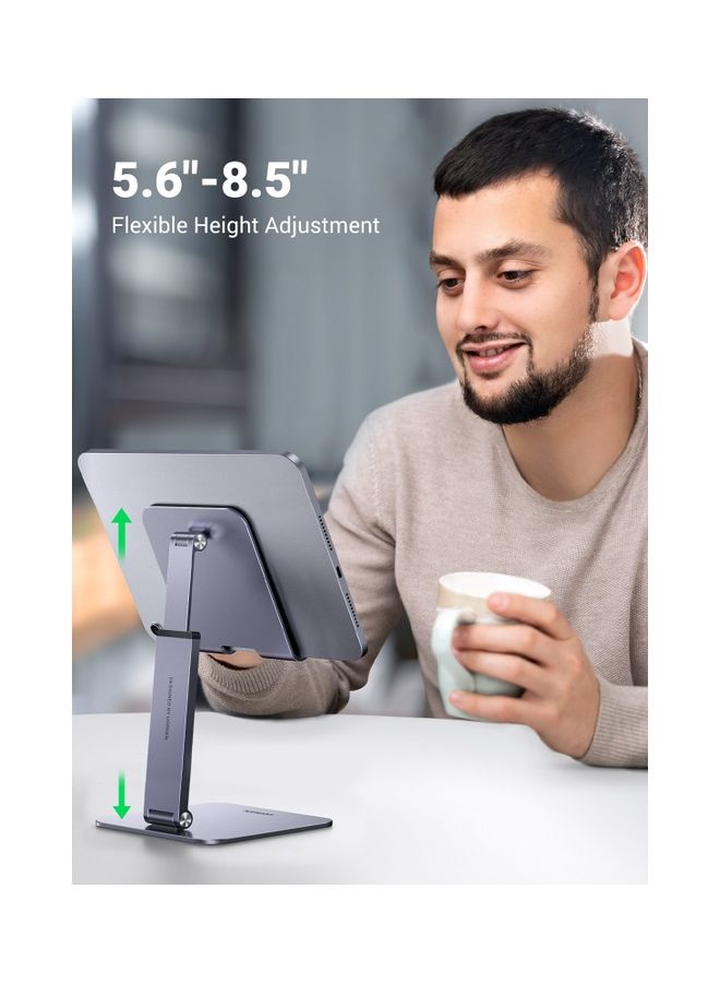 Ugreen - iPad Stand Adjustable Tablet Stand Foldable and Portable iPad Holder Desk Tablet Holder Height Adjustable Phone Holder for Most Tablets and Phones within 4.7-12.9'' iPhone 14/14 Plus/14 Pro/14 Pro Max Silver - Image 1