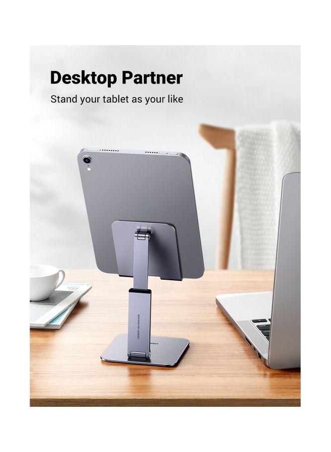 Ugreen - iPad Stand Adjustable Tablet Stand Foldable and Portable iPad Holder Desk Tablet Holder Height Adjustable Phone Holder for Most Tablets and Phones within 4.7-12.9'' iPhone 14/14 Plus/14 Pro/14 Pro Max Silver - Image 1