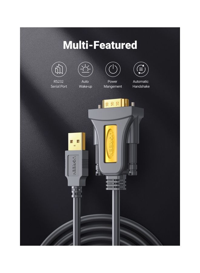 Ugreen - USB A To RS232 Adapter Serial Cable PL2303 Chip DB9 Male Adapter Compatible with Scanner Personal Computer Printer Yellow - Image 1