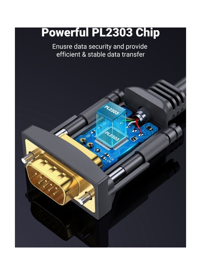 Ugreen - USB A To RS232 Adapter Serial Cable PL2303 Chip DB9 Male Adapter Compatible with Scanner Personal Computer Printer Yellow - Image 1