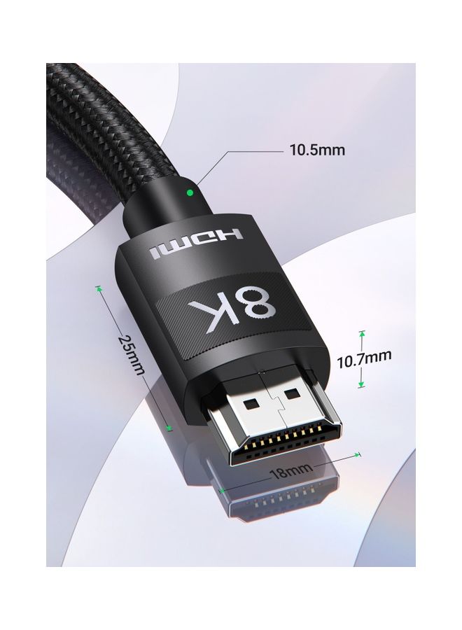 Ugreen - 8K HDMI 2.1 Cable 5M Ultra HD High-Speed 48Gbps 8K@60Hz Braided Cord eARC Dynamic HDR Dolby Vision for MacBook Pro PS5 Switch TV Xbox UHD TV Blu-Ray Projector black - Image 1
