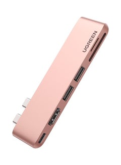 USB C Hub for MacBook Pro 6-In-2 Type C Hub Adapter with 4K HDMI Thunderbolt 3 USB-C Port SD TF Card Reader Rose Gold