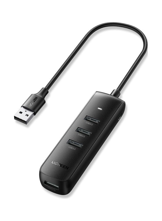 Ugreen - USB 3.0 Hub 4-Port USB  Adapter 5Gbps High-Speed Data Extender  Compatible for Surface Pro MacBook Mac Mini iMac XPS PS5 USB Flash Drive 0.25M Cable Black - Image 1