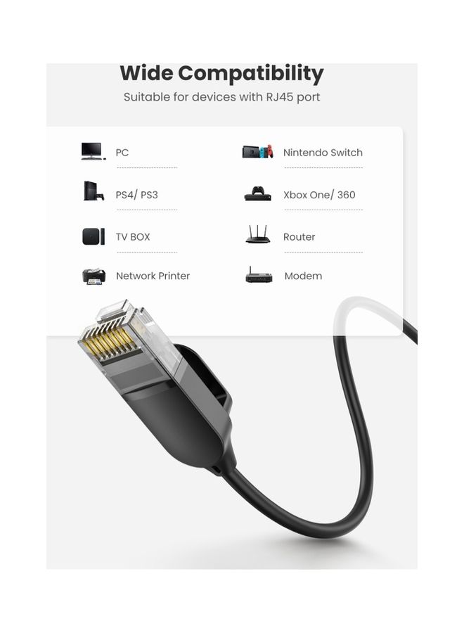 Ethernet Cable High Speed 10Gbps CAT6a Network Cord Ultra Slim LAN RJ45 Wire Gigabit Lead Compatible with PS5/4 Xbox One/Series WiFi Box Smart TV Router Hub-3M Black