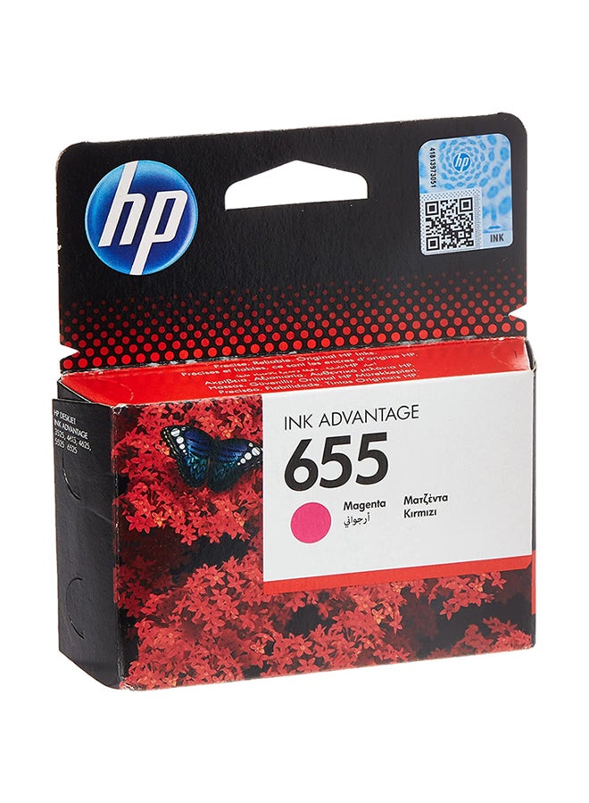 HP 655 Magenta Original Ink Cartridge Works with HP DeskJet Ink Advantage 3525, 4615, 4625, 5525 Printers Magenta - Image 1