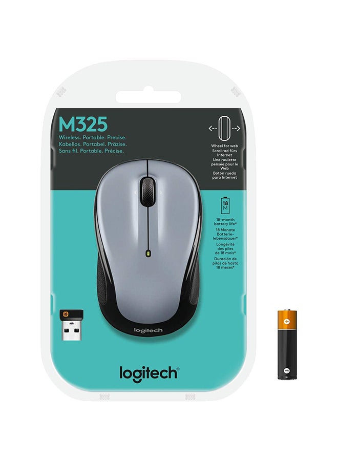 Logitech - M325 Wireless Mouse, 2.4 GHz with USB Unifying Receiver, 1000 DPI Optical Tracking, 18-Month Life Battery, PC/Mac/Laptop Silver/Black - Image 1