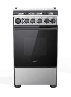 Midea 4 Burner Gas Cooker 50 X 55 cm, Full Safety, Cast Iron Pan support,1 year Warranty BME55007FFD Silver/Black  - Image 1